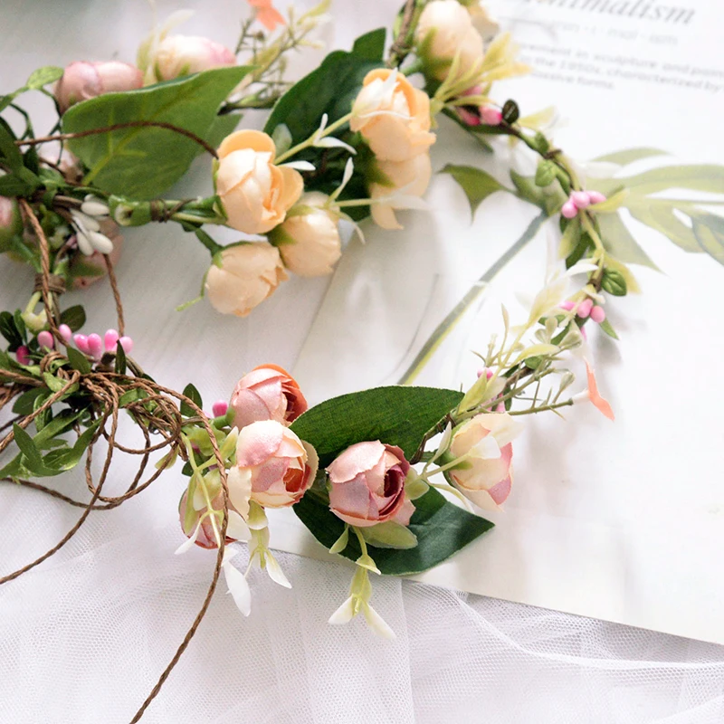 Bandeau Couronne Fleurs + Bracelet - Accessoire Elfe/Mariée