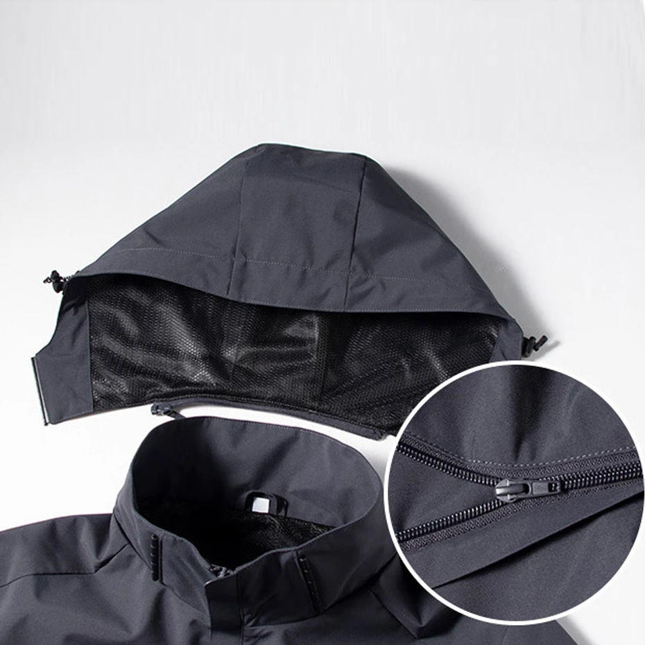 Windbreak Jacket Men Waterproof Coat Camping Jackets Spring Autumn Solid Color Windbreak Coat Male Cargo Jacket Black