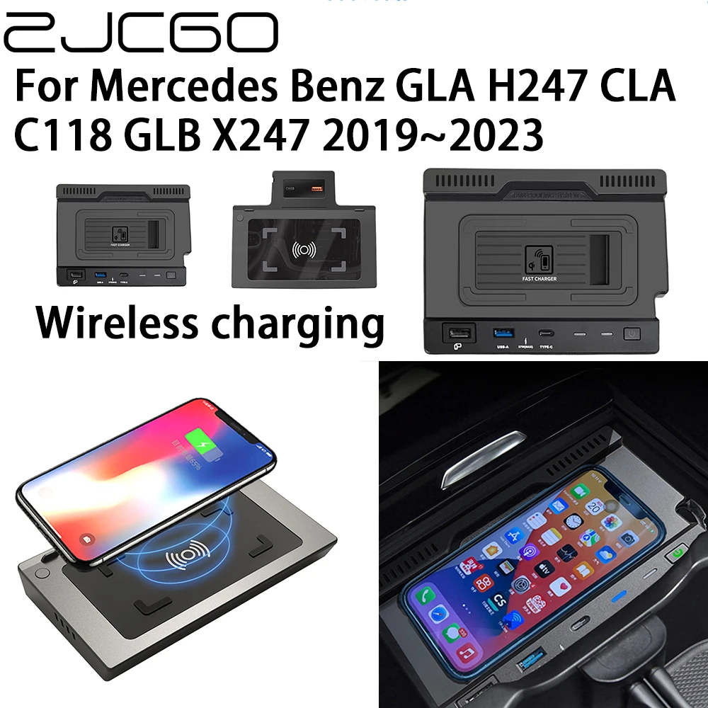 Zjcgo-ワイヤレス充電器15w,高速充電,メルセデスベンツgla h247 cla c118 glb x247 2019 2020 2021  2022 AliExpress