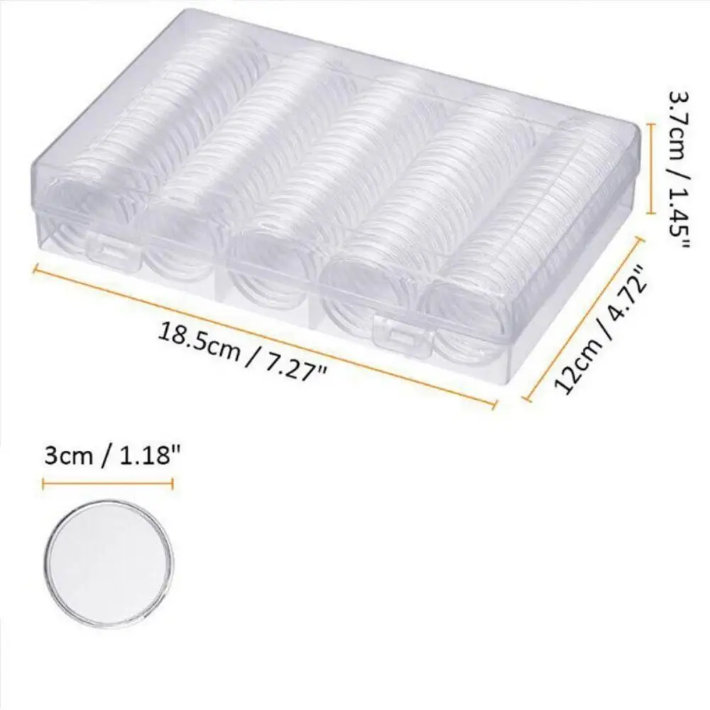 100Pcs 33mm Coin Cases Holder for Coin Collecting Storage