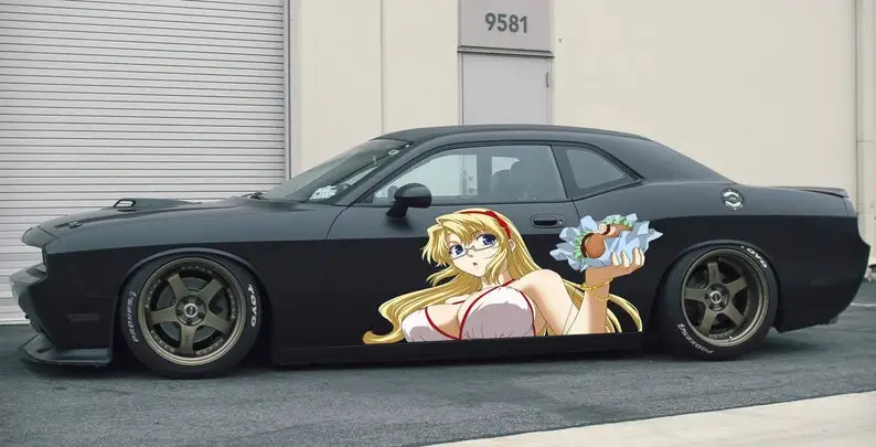 

Sexy Anime Girl Car Sticker, Stickers for Sport Cars, One part mirrored, Large Size Color Anime Car Decals, Manga Theme Side Car