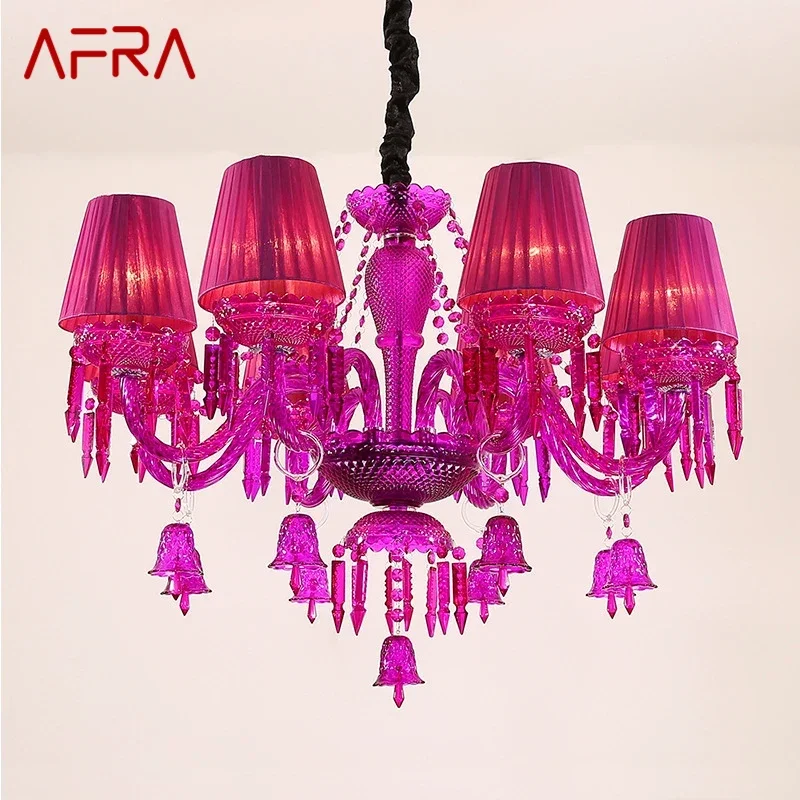 

AFRA European Style Crystal Pendent Lamp Purple Candle Lamp Luxurious Living Room Restaurant Bedroom Clothing Store Chandelier