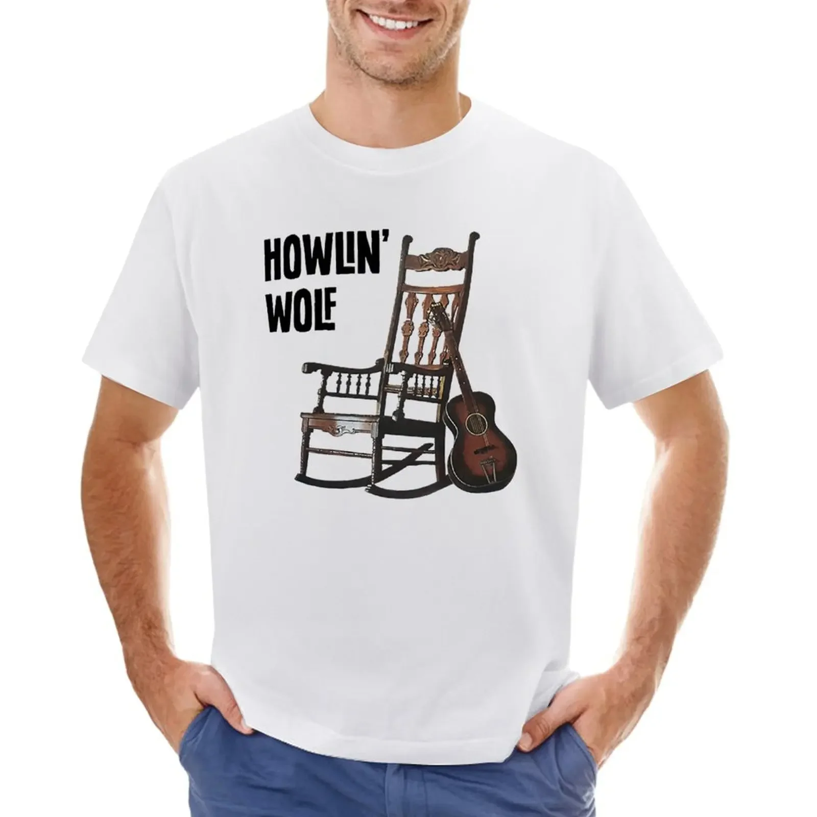 Howlin Wolf Rockin Chair T-shirt animal prinfor boys sports fans summer tops graphics mens t shirts casual stylish