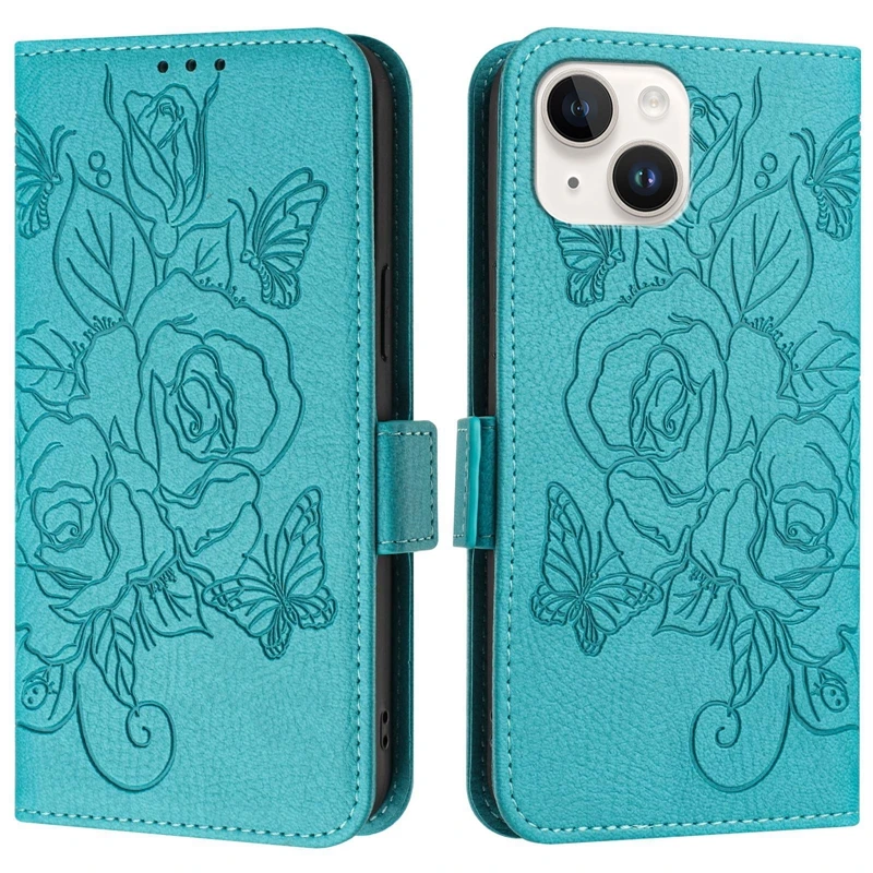 Elegant 3D Rose Flip Wallet Case - Universal Smartphone Cover