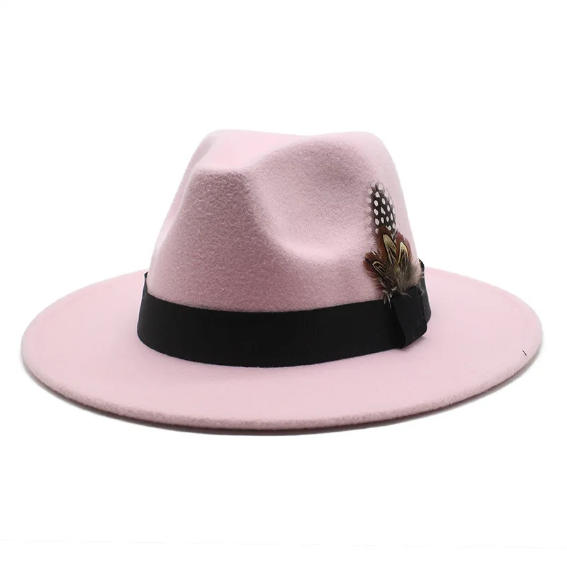 Männer/Frauen Vintage breite Krempe Hut Kirche Party Damen Filz Jazz Cap Cowboy Party Hut Jazz Hut – Detail 29
