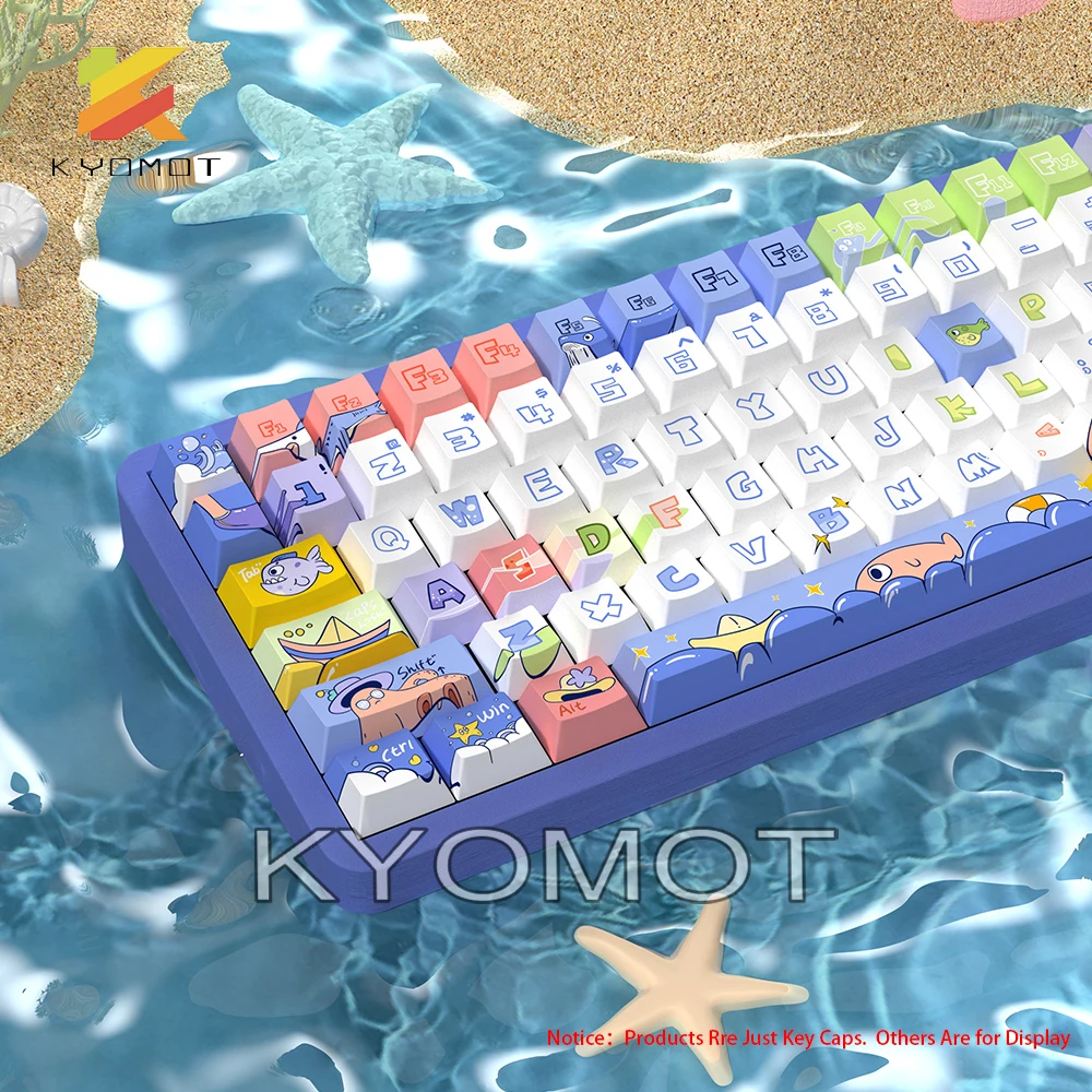 

KYOMOT 158 Keys Ocean Happy Party Theme Keycap MDA Profile ISO Layout PBT Dye Sub for MX Switch DIY Game Mechanical Keyboard Cap