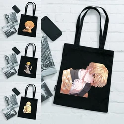 Shoping Bags Canvas Bag Demon Slayer's Blade Shopper Women's Travel Designer Handbags Grocery Shopping Groceries Handbag Tote