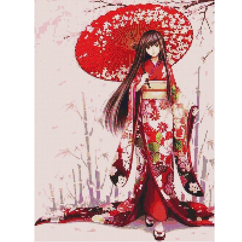 Promotion! Diamond Painting Full Round Portrait Embroidery Cross Stitch Mosaic Picture Rhinestone Cherry |