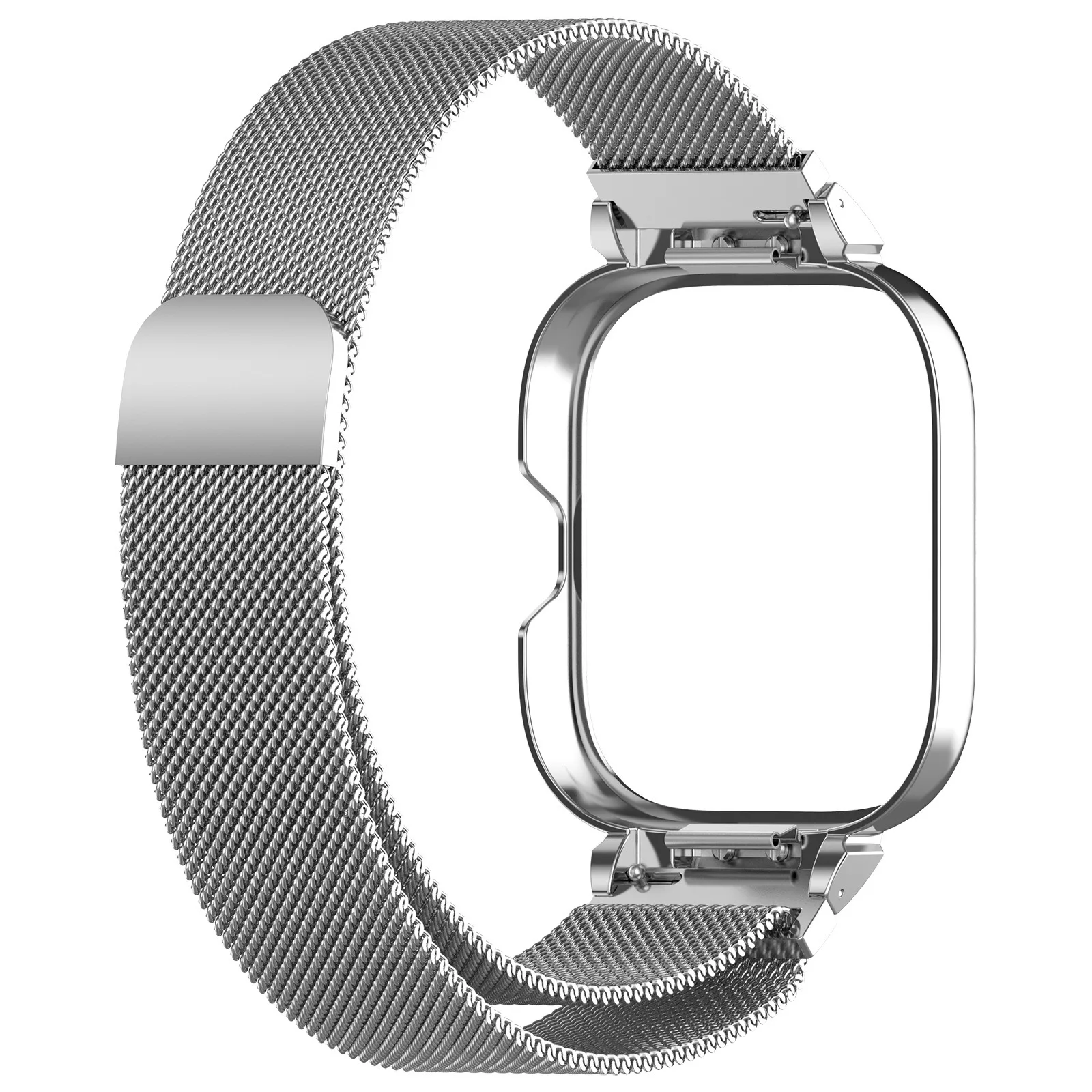 Sleek Metal Case with Milanese Loop Strap - Magnetic Stainless Steel Protective Bracelet