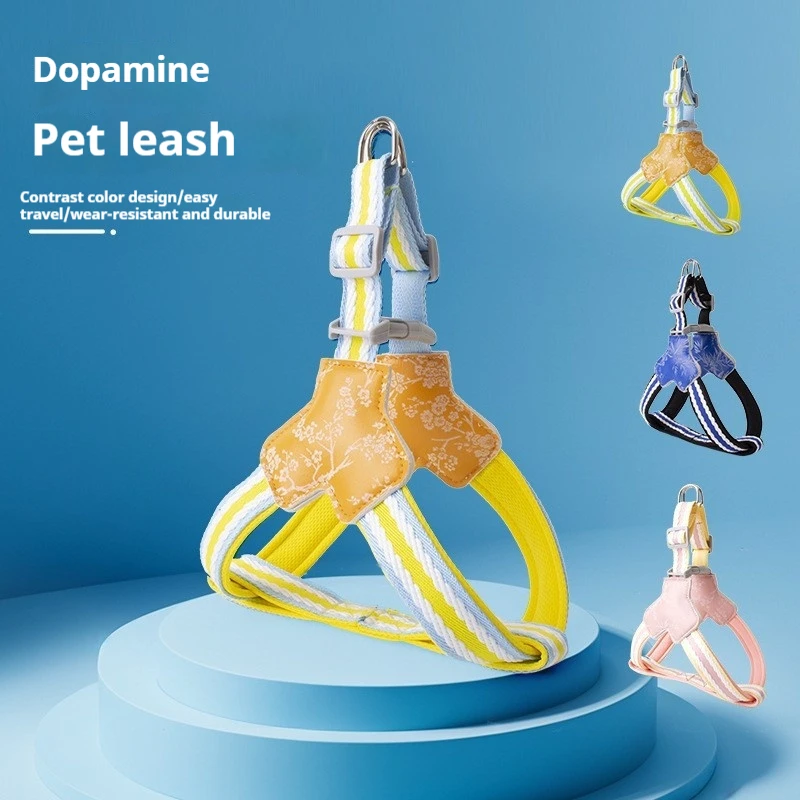 New Dopamine Multi Color Chest Back Dog Anti Slip Traction Rope Saddle Chest Strap Dog Walking Rope