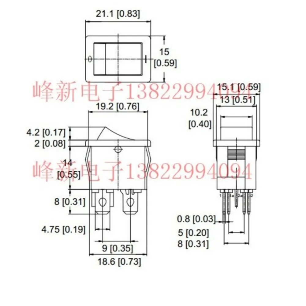 2Pcs Taiwan Quality Boat-shaped Switch Boat-shaped 2-speed 4-foot Switch 12A High-current Power Rocker 10A 250V