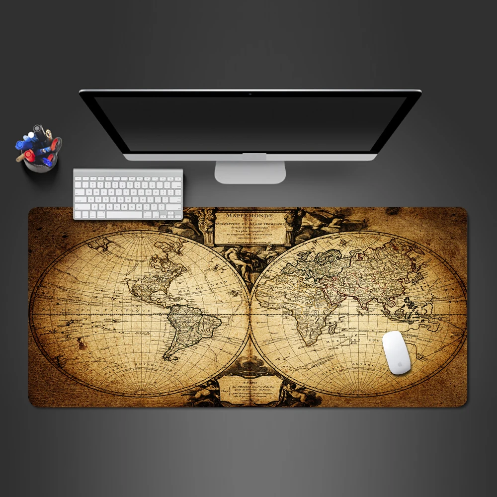 Old World Map Mouse Pad Large Xxl Office Computer Desk Mat Vintage Mousepad Gamer 900 X400 Table Mat Gaming Anime Pad Mosue Mat S