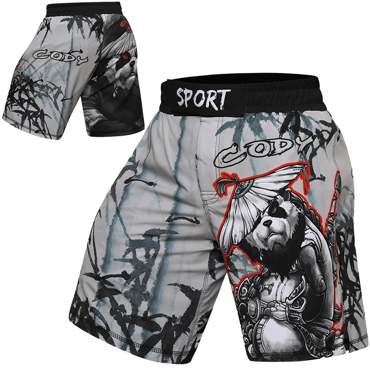 Short d'entraînement imprimé animal pour homme, taille élastique, vêtements  de boxe, motif personnalisé, muay-thaï, jiu jitsu, gym, fitness