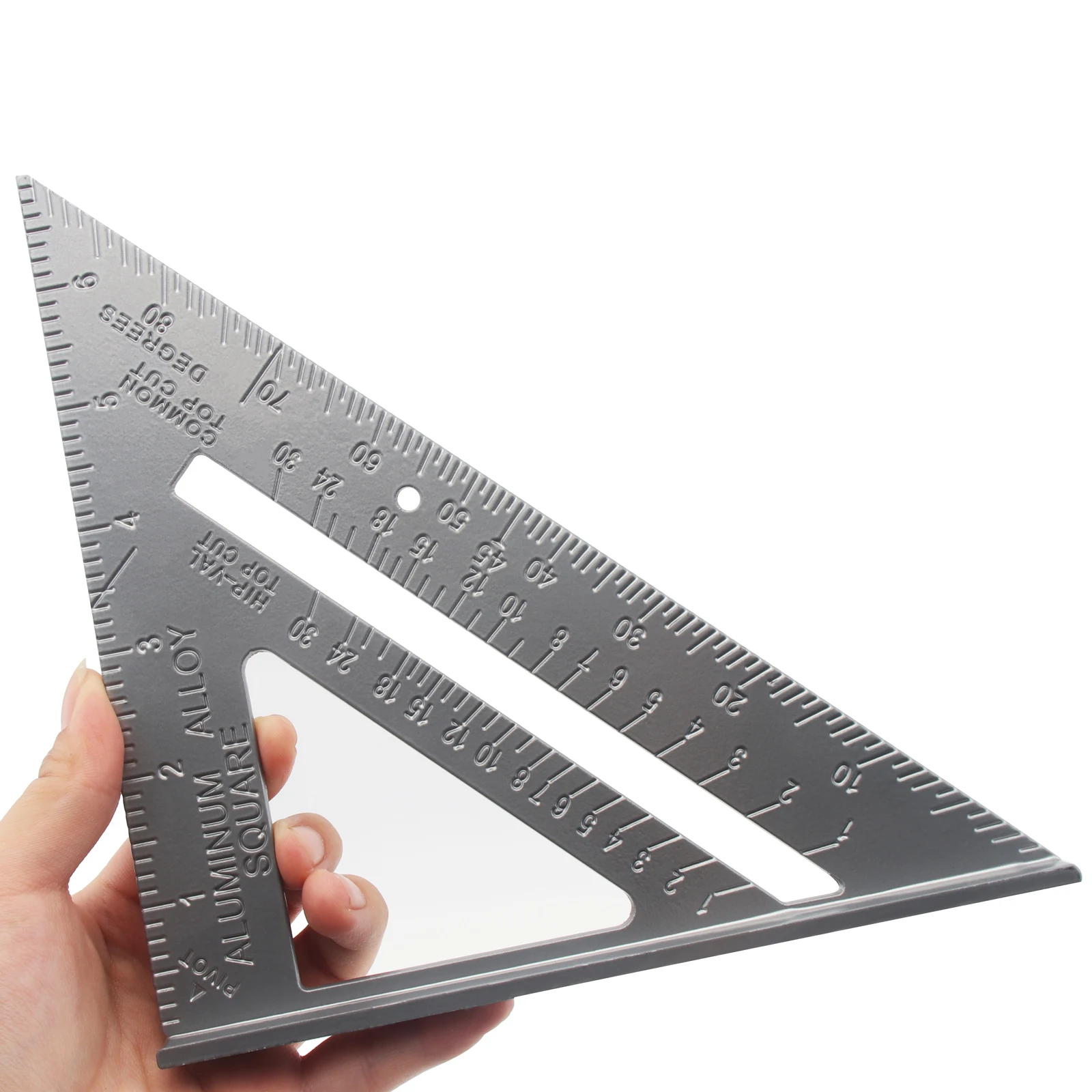 7 Inch Aluminium Alloy Metal Right Angle Triangle Ruler with 0.1 Accuracy and 1 Scale Value for Industrial Measuring Tool