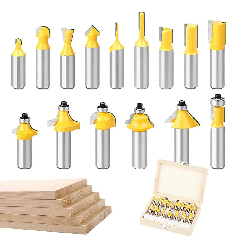 

Router Bits For Woodworking 15PCS Multifunctional 1/2 Inch Shank Router Bit Portable Router Bits With Storage Box Long-lasting