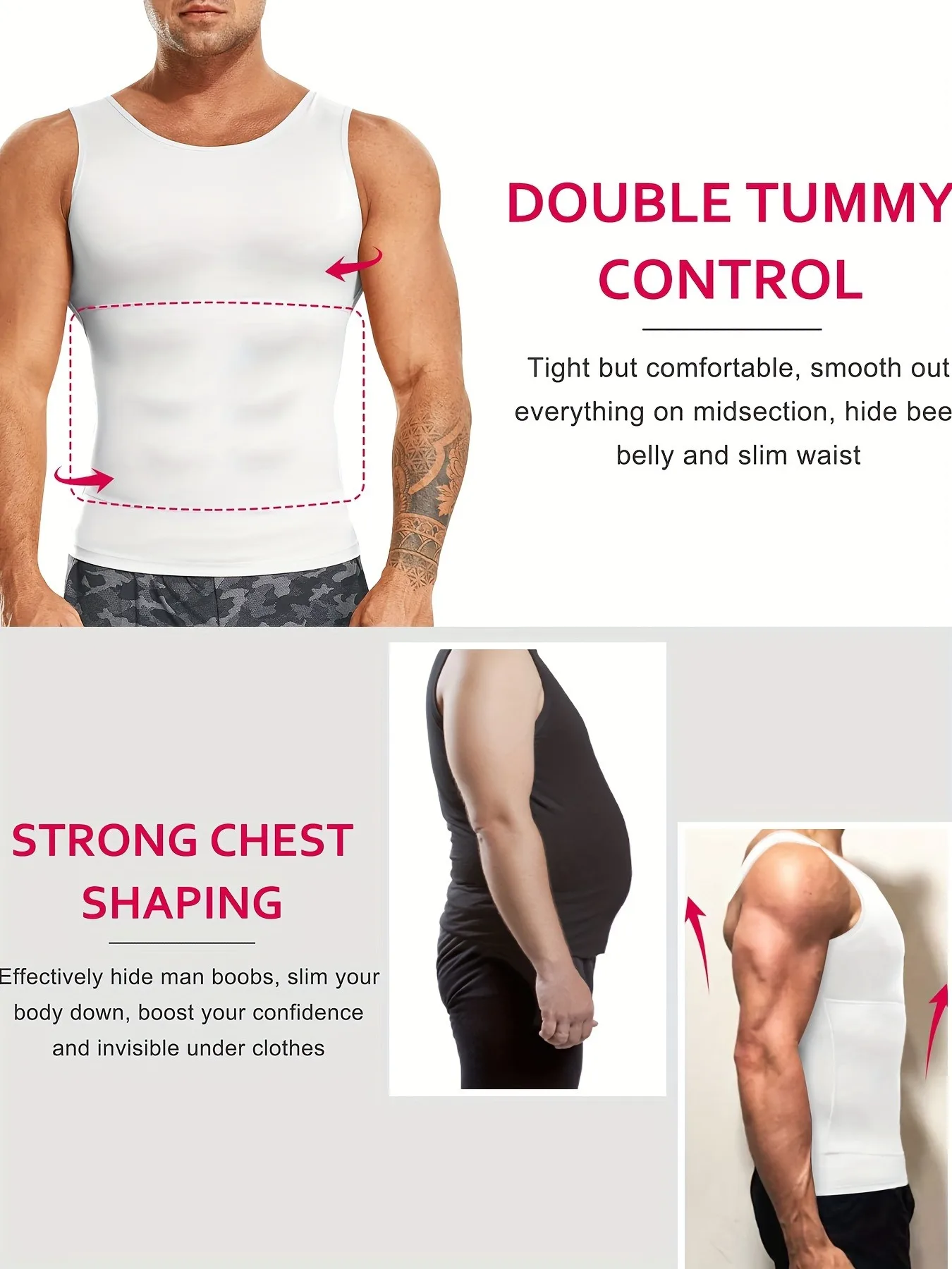 Body Shaper Men's Compression Tummy Control Tank Top Vest Undershirt All Season Shaping Sweatshirt