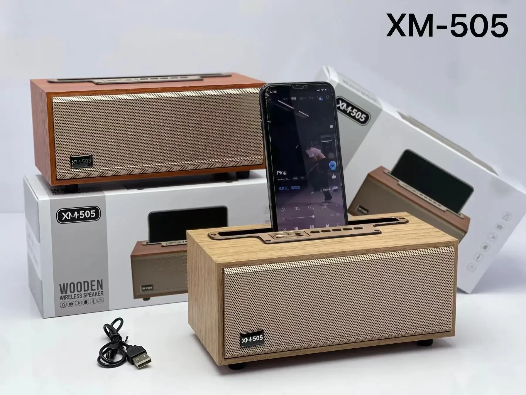 Wooden Bluetooth Speaker Multifunction TWS Wireless Subwoofer Remote Sound System Mobile Phone Holder Portable Desktop FM Radio