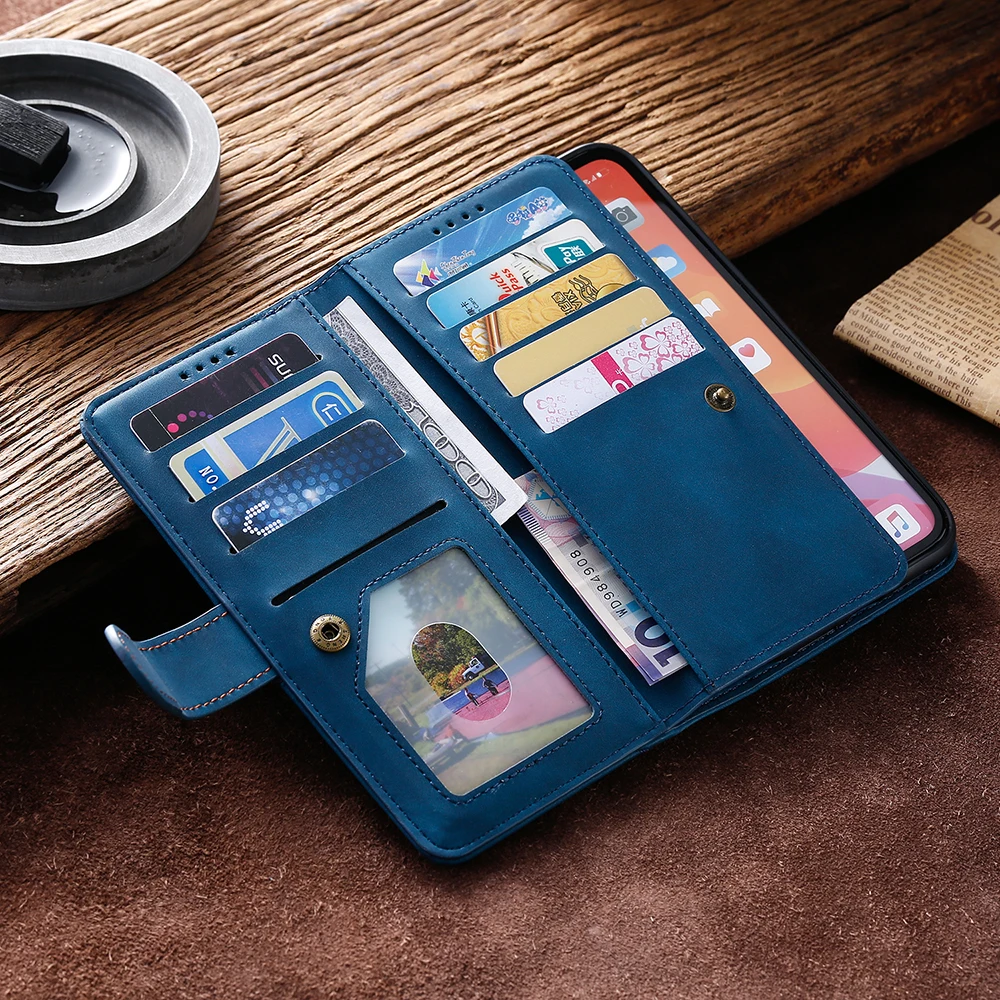 Premium 9-Card Zipper Wallet Case with Wrist Strap - Carnival Edition