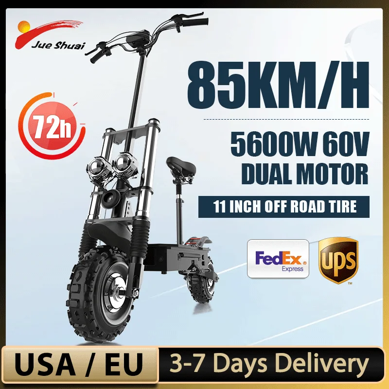 ping USA EU STOCK Electric Scooter Adults 6000W Dual Motors Powerful Escooter 11 In Off Road Fat Tire 20ah 30ah Battery