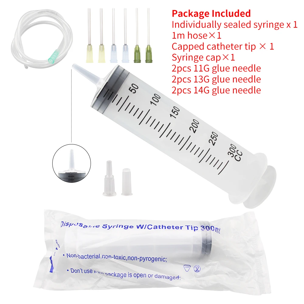 100-550ml Large Syringes With Tube for Liquid Plastic Syringes With Tip Cap for Glue Dispensing, Watering, Refilling, Feeding 5