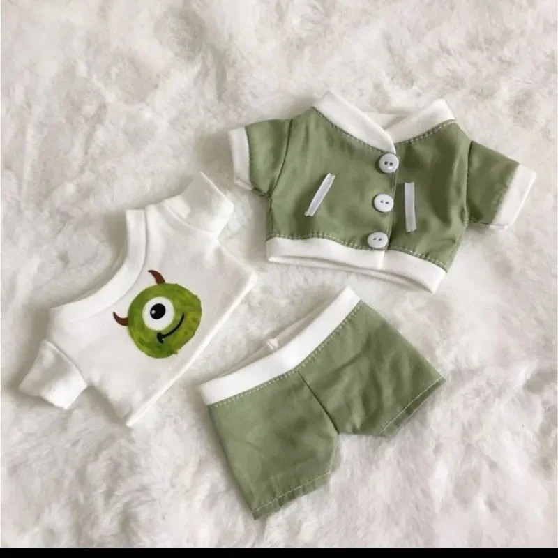 15cm 20cm Cute Green Little Monster Set Baby Clothes Star Doll Suitable Doll Clothes 6