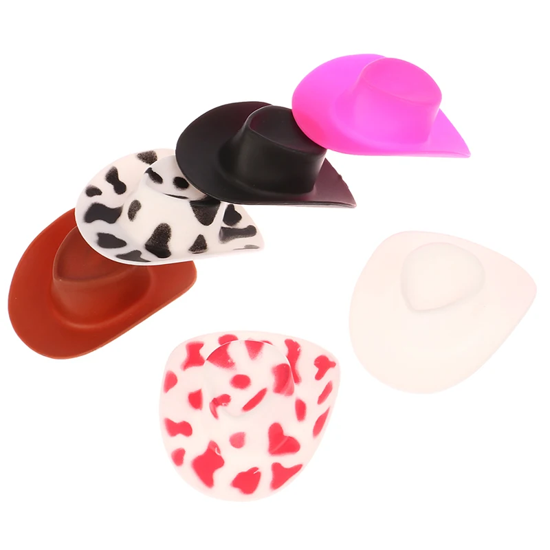 10Pcs/set Fashion Pink White Brown Mini Cowboy Doll Hat For Girls Dolls Dollhouse Doll Dress Up Accessories Children Toys Gifts