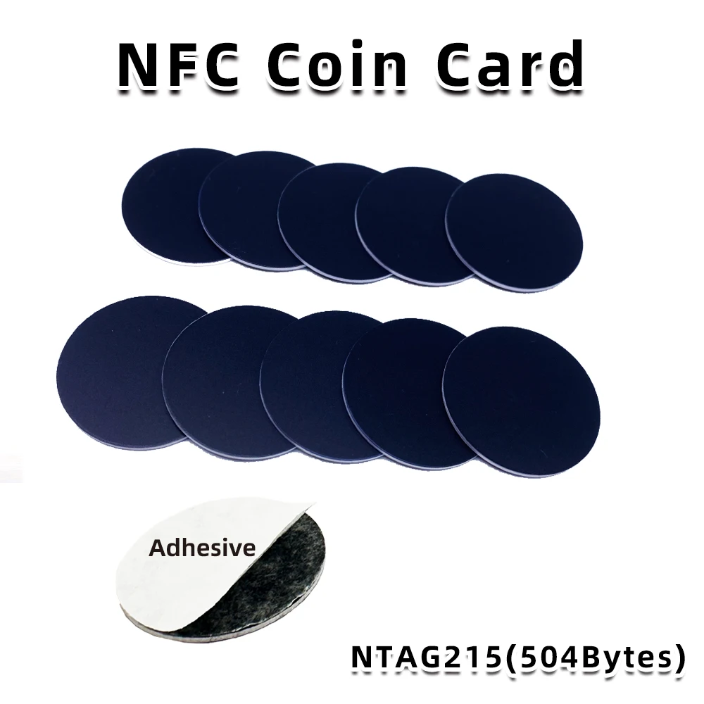 Black Ntag 215 Tags NFC Phone Available RFID Stickers Adhesive Label NFC Ntag215 Self-adhesive Tag 13.56MHz ISO14443A Sticker 4