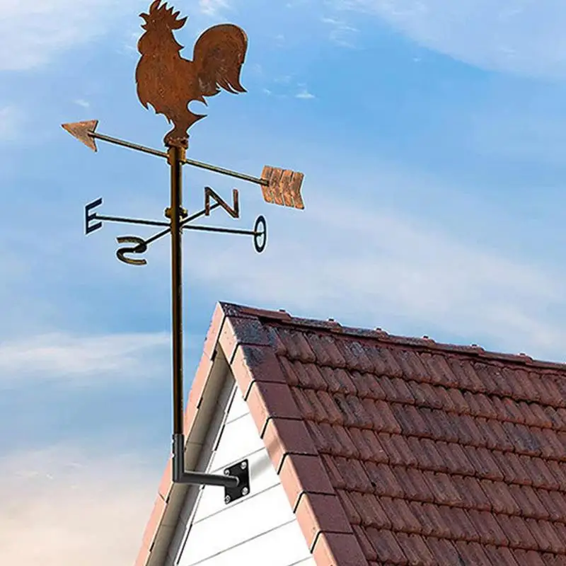 Weathervane Roof Holder Metal Flagpole Stand Wall Roof Wind Spinner Poles Antenna Brackets For Home Garden Yard