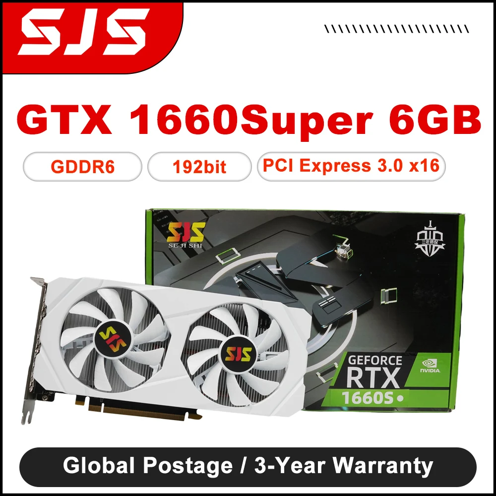 Sjs Sejishi Gtx 1660 Super 6Gb Scheda Grafica 1660 S Gddr6 Hdmi Video Nvidia Gpu 192Bit Gaming Pc Computer Bianco Gtx1660S 1750Mhz