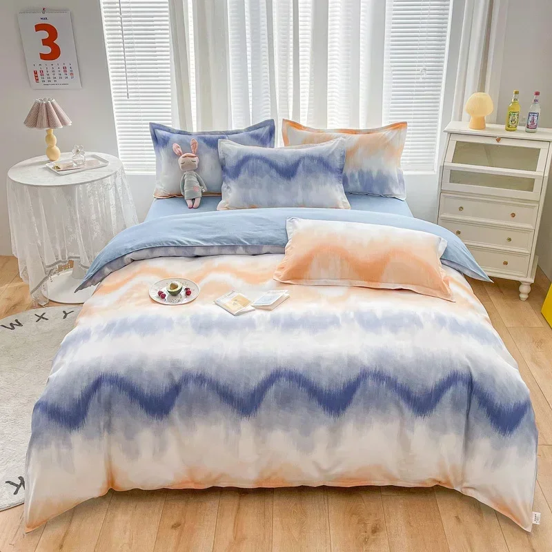 

Bedding Set High-density Brushed Three-piece Bedsheets Set with Pillows Case Cotton Four-piece Duvet Cover Double Bed Linens