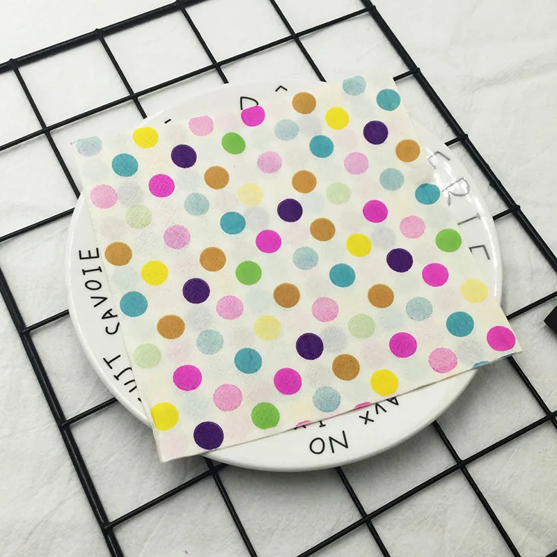 10/20pcs/Pac New Colourful Dot Napkins Blue Printed Paper Napkins Wedding Paper Butterfly Bone Bart Placemat 2-Ply 33cm