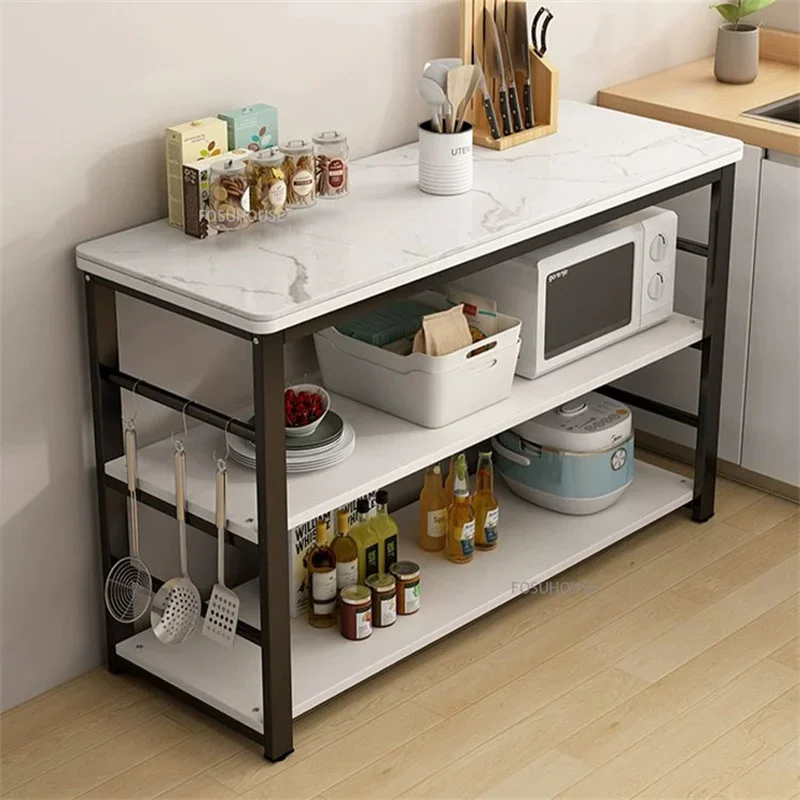 Nordic Light Luxury Kitchen Islands Household Kitchen Cabinets Vegetable Cutting Table Tableware Storage Cabinet rack Cupboard 5