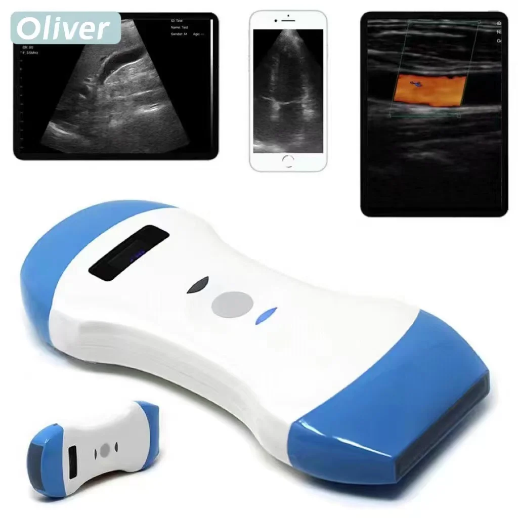 Wireless Ultrasound Probe 3 in1 Double Heads USB WIFI scanner Portable128 Elements Color Doppler Convex+Linear+Cardiac Bluetooth ultrasound scanner