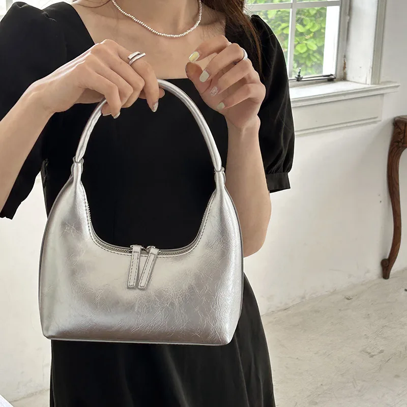 

Silver Crescent Underarm Bag Women 2023 New Summer High Sense Niche Original All-Match French style Shoulder Handbag