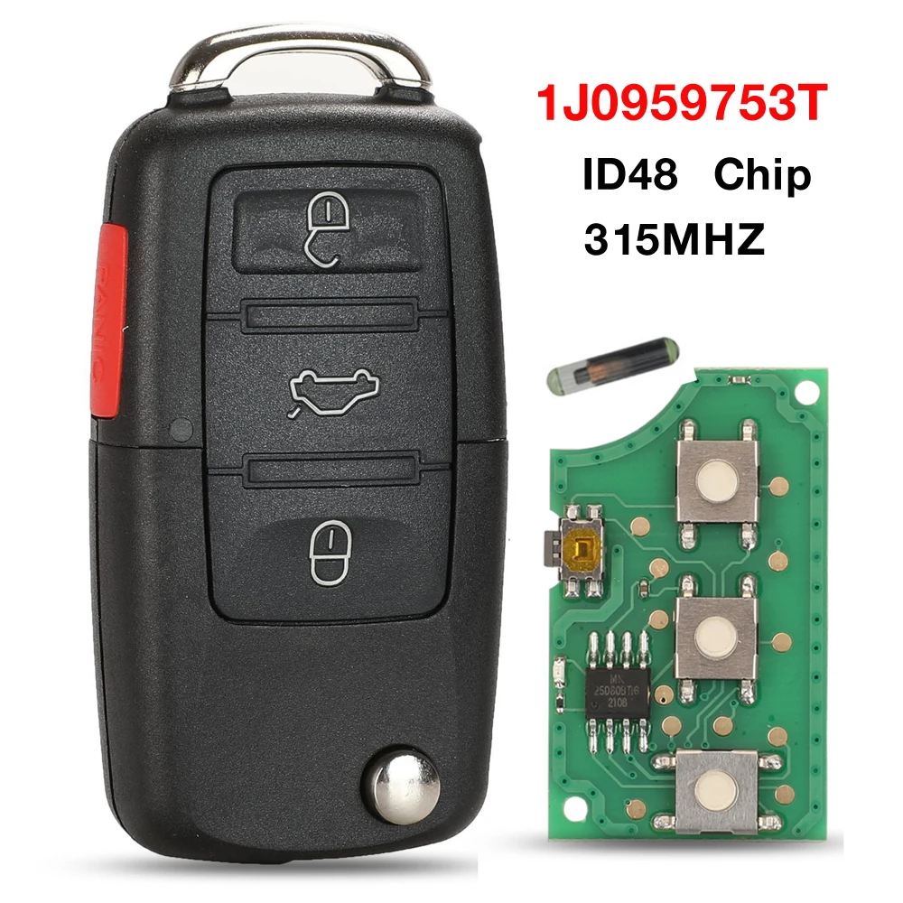 

Jingyuqin 4BTN 315 МГц ID48 чип 1J0959753T дистанционный Автомобильный ключ для VW/VOLKSWAGEN 1J0 959 753 T Beetle Golf Passat Jetta HU66 Blade