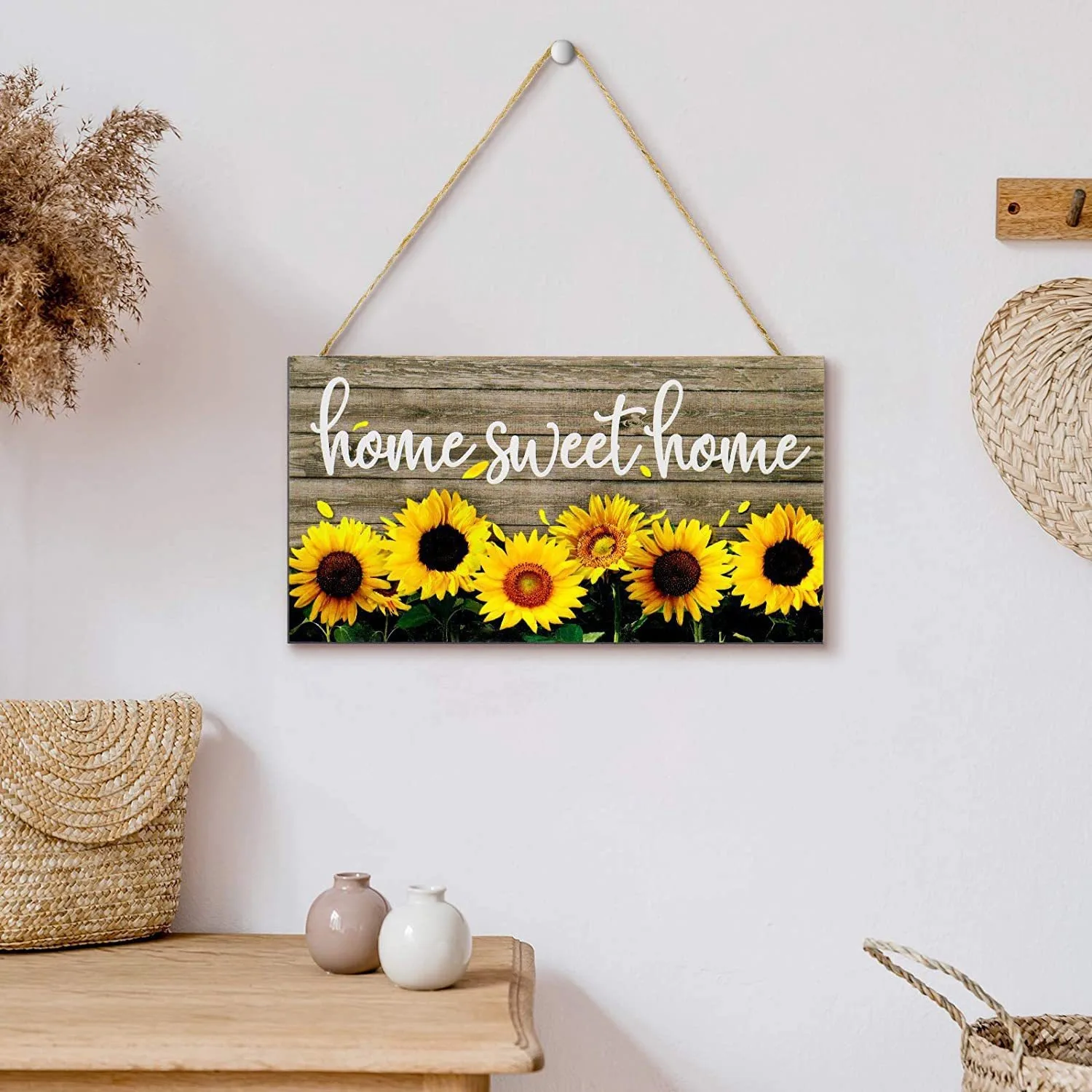 

Welcome Sunflower Door Sign Fall Home Sweet Home Decor Wooden Front Door Hanger Wall Art Farmhouse Indoor Outdoor Wreath Porch