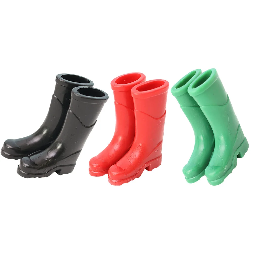 

3 Pairs Mini Dollhouse Rain Boots Shoes Models Simulation Infant Toys Decorate Tiny Accessories