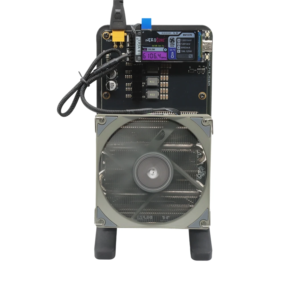 NerdQaxe++ 6TH/s Rev 6.1 100W Upgrade XT30 PSU Dual Fans Bitcoin Miner BTC Open-Source Mining Machine Better Heat Dissipation