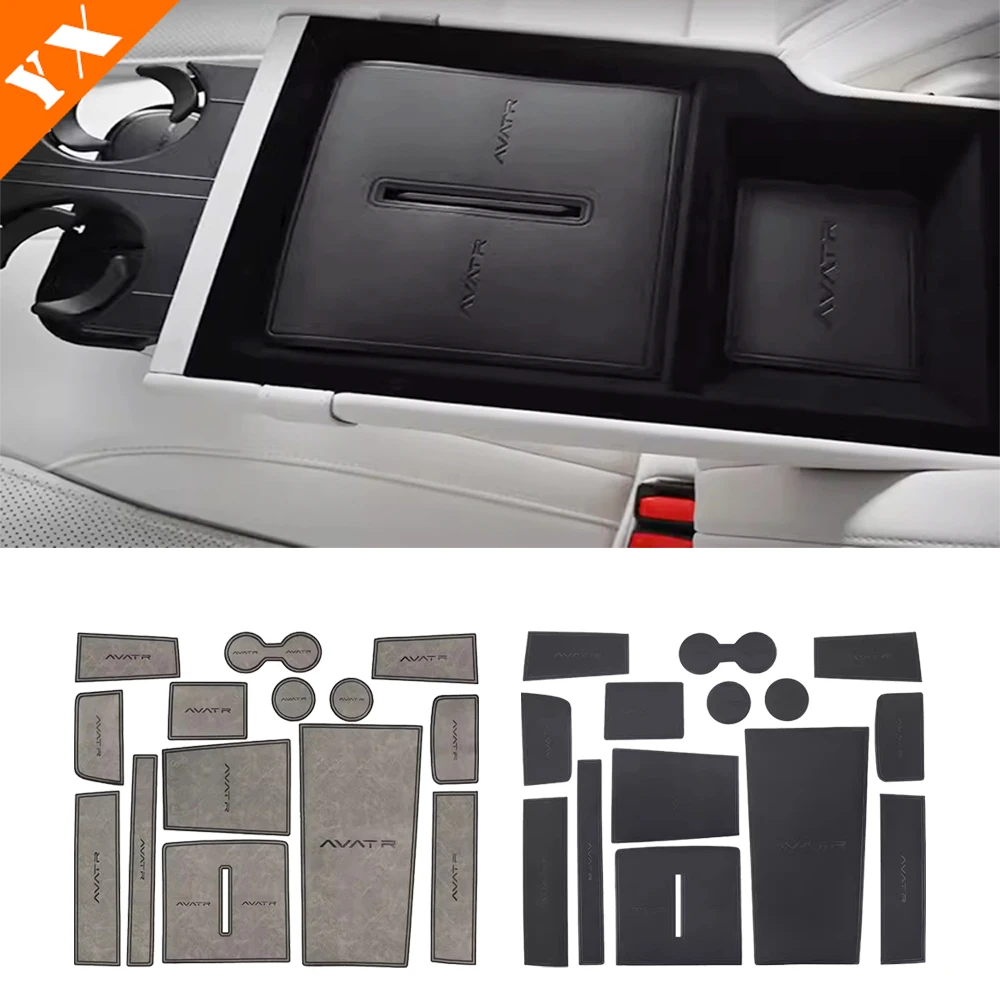 

For Changan AVATAR 12 2023-2024 Accessories Car Door Central Console Water Cup Storage Box Gate Groove Mat Non-slip Mats