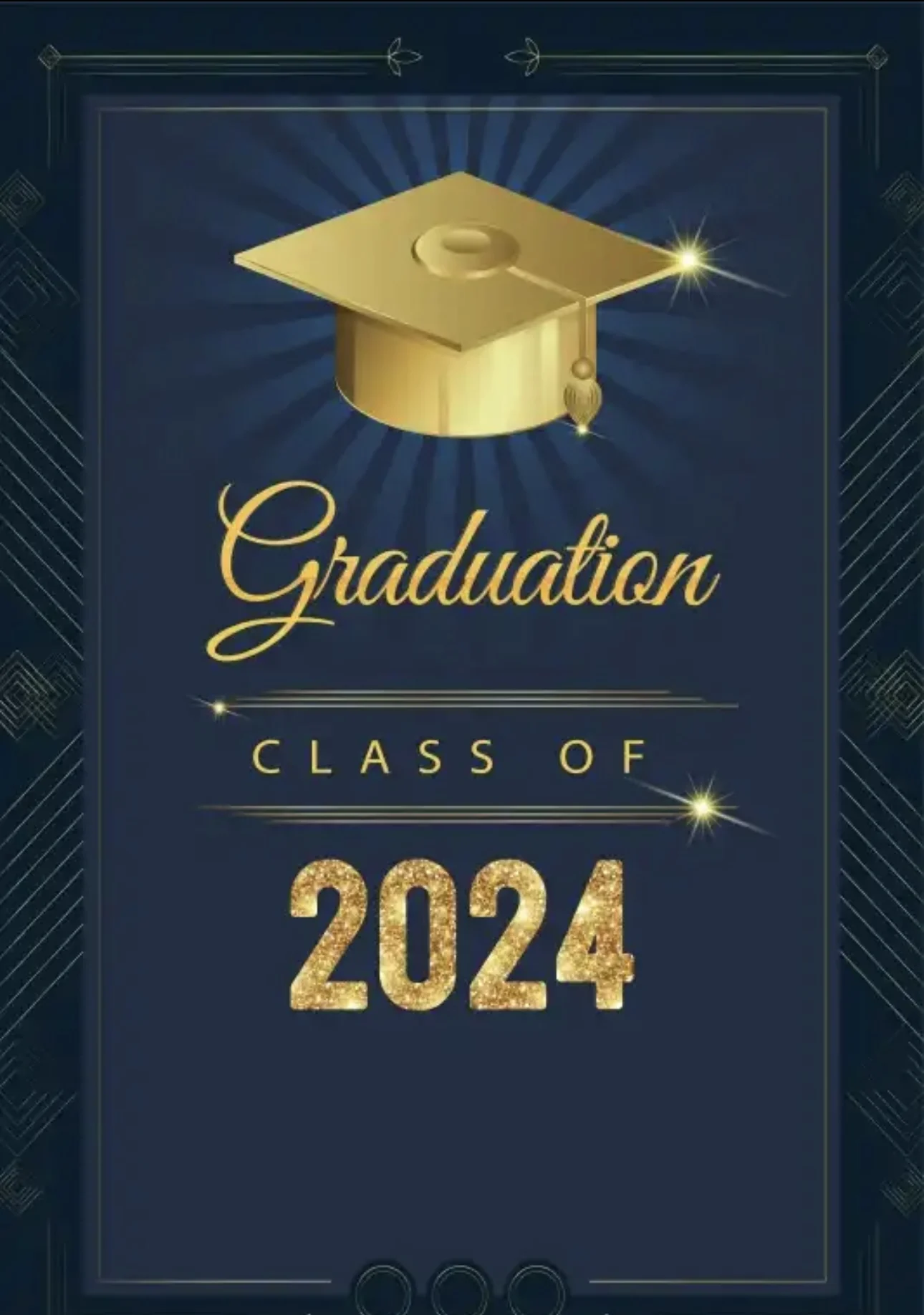 Classe del 2024 Sfondo di laurea Congratulazioni serali graduate Sfondo  decorato per feste con cappuccio da laurea con glitter oro nero - AliExpress, image size:1290x1836