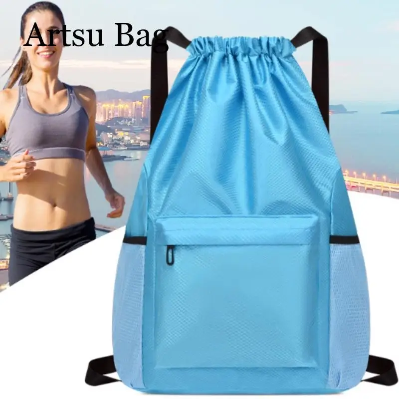 Football Bag Women Men Drawstring Backpack School Casual Fitness Gym Bag Fashion String Knapsack Outdoor Sport Swimming Bags