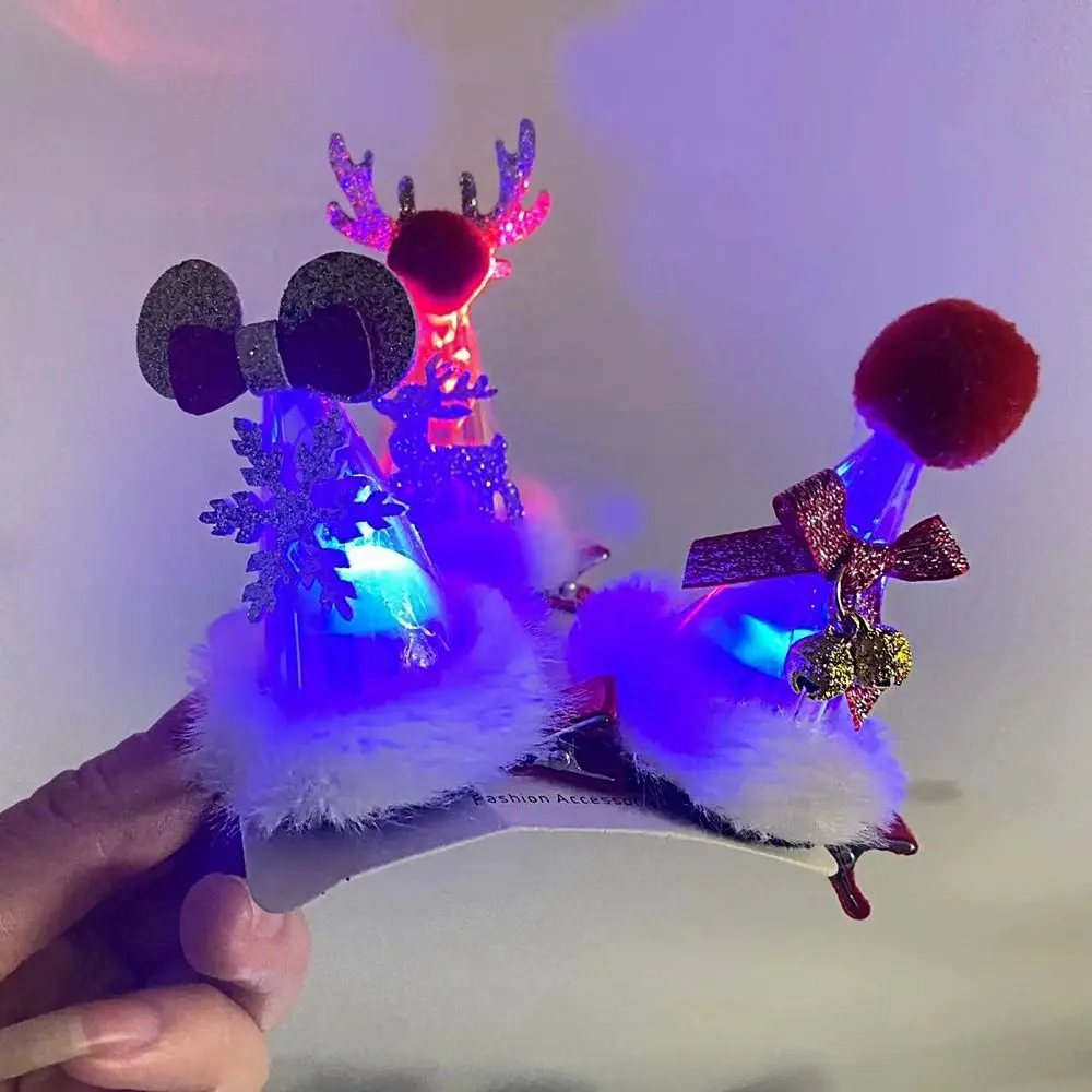 Red Barrette Christmas Costume Dress Up Antler Headband Christmas Hat Hairpin Glow Clip Per Capelli Per Bambini Accessori Per Capelli Coreani