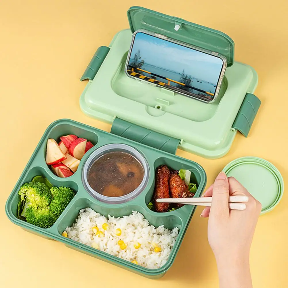 Portable Lunch Box Compartment Bento Organizer with Handle and Buckles