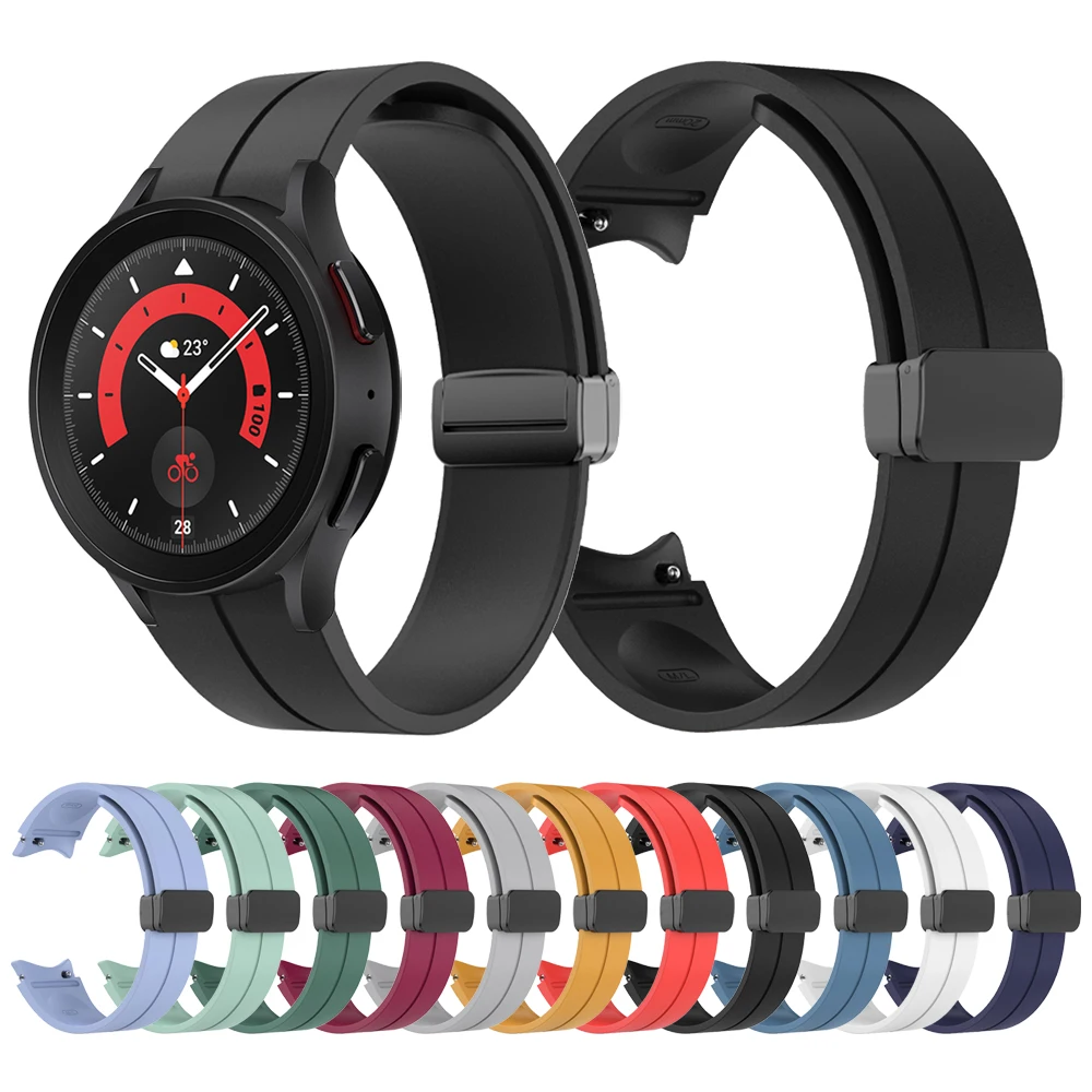 Silicone Strap For Samsung Galaxy Watch 5 Pro 45mm Magnetic D Buckle Sport  Band Watch5 4 44mm 40mm / Classic 46mm 42mm Bracelet