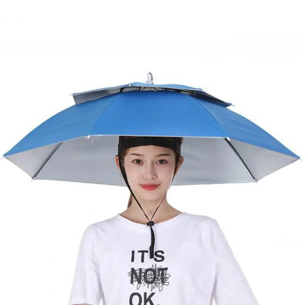 Sombrero de paraguas de pesca a prueba de viento y lluvia Cabeza de paraguas  Uso de protector solar De paraguas Sombrero de paraguas de cabeza plegable  Pesca con sombrilla al aire libre