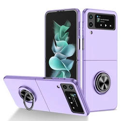 Shockproof Armor Magnet Ring Kickstand Bracket Back Cover Case for Galaxy Z Flip 2 (PURPLE)
