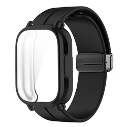 Enhanced TPU Case with Silicone Strap for Smartwatch Protection and Style (Black - B)
