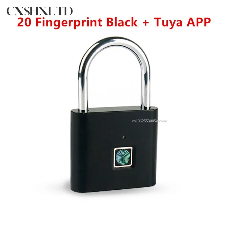 TUYA APP Smart Bluetooth 10 Fingerprint Door Lock Padlock Quick Unlock Zinc Alloy USB Rechargeable Locker Door Lock Black Silver