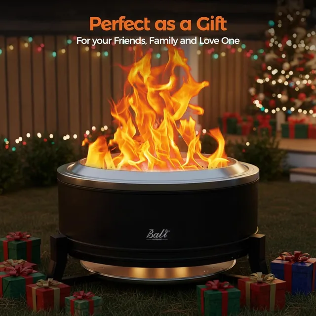 27 inch Smokeless Outdoor Fire Pit with Ash Pan for Patio Use Portable Wood-Burning Fire Pit for Backyard Camping Outdoor Gathe 6