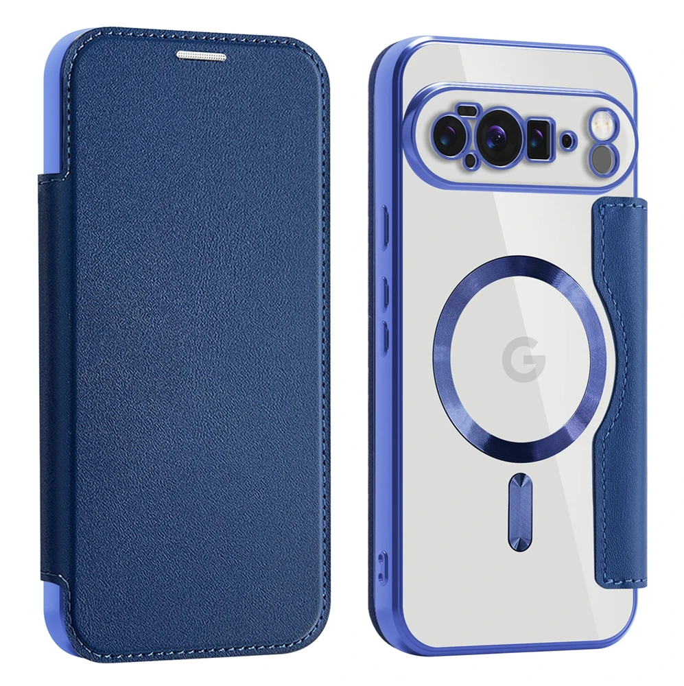 Enhanced Wireless Charging Magnetic Wallet Case with Card Slots and Anti-Fall Leather Design
